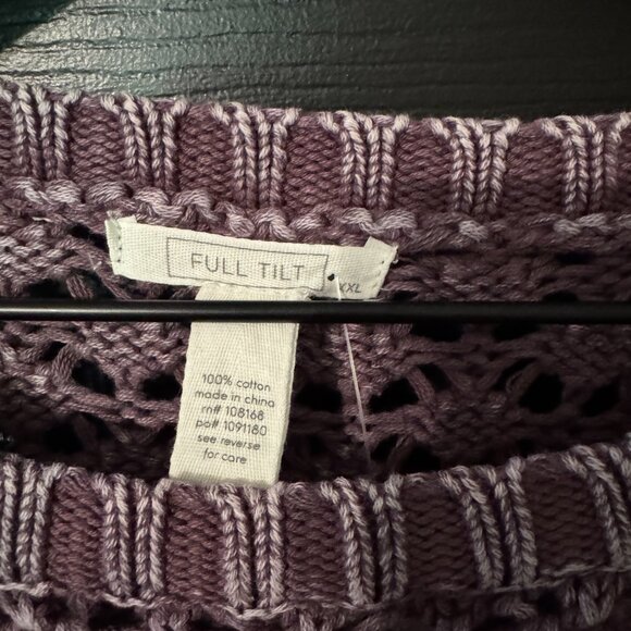 NWT Tillys Womens Cropped Sweater Deep Purple Distressed XXL - Picture 2 of 3